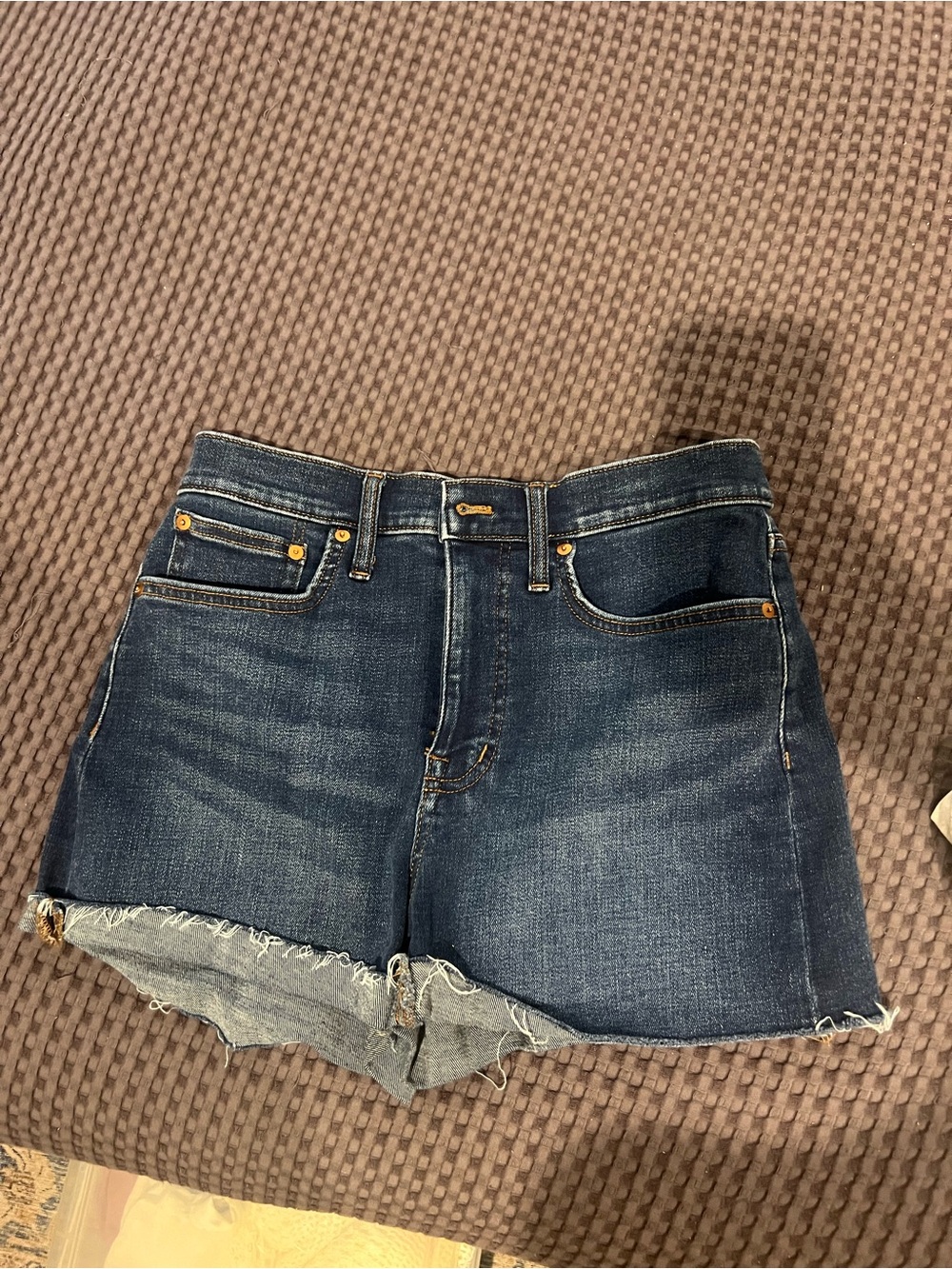 Madewell Dark Blue Denim Shorts with Contrast Stitching